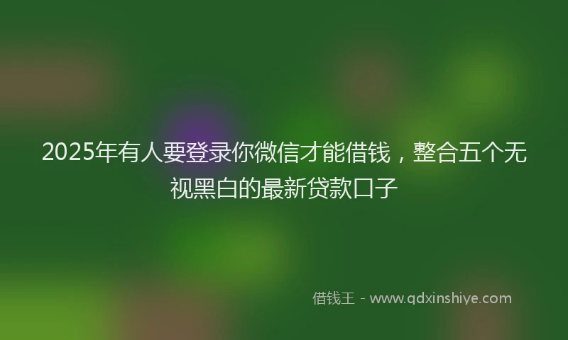 2025年有人要登录你微信才能借钱，整合五个无视黑白的最新贷款口子