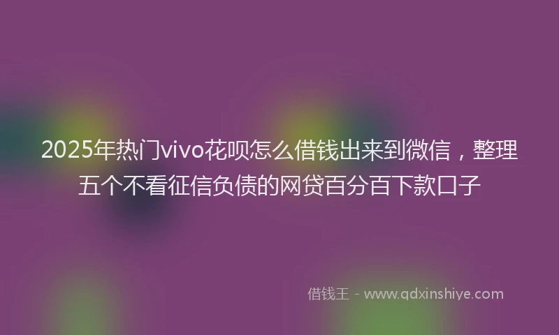 2025年热门vivo花呗怎么借钱出来到微信，整理五个不看征信负债的网贷百分百下款口子