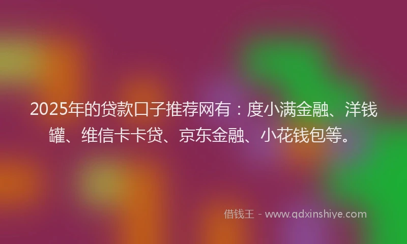 2025年的贷款口子推荐网有：度小满金融、洋钱罐、维信卡卡贷、京东金融、小花钱包等。