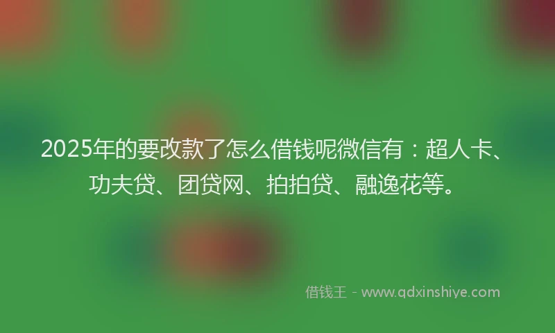 2025年的要改款了怎么借钱呢微信有：超人卡、功夫贷、团贷网、拍拍贷、融逸花等。
