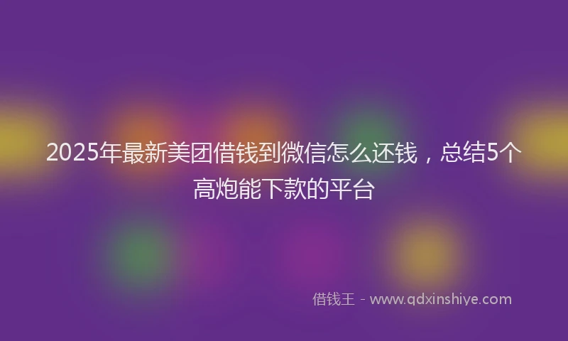 2025年最新美团借钱到微信怎么还钱，总结5个高炮能下款的平台