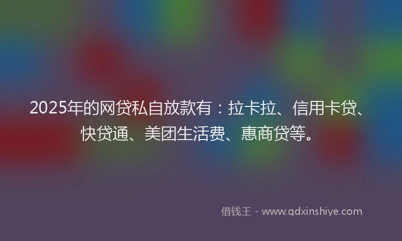 2025年的网贷私自放款有：拉卡拉、信用卡贷、快贷通、美团生活费、惠商贷等。