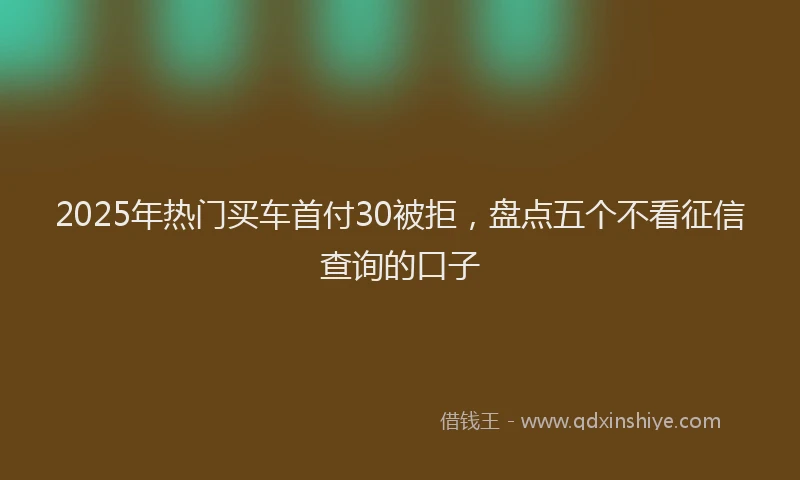 2025年热门买车首付30被拒，盘点五个不看征信查询的口子