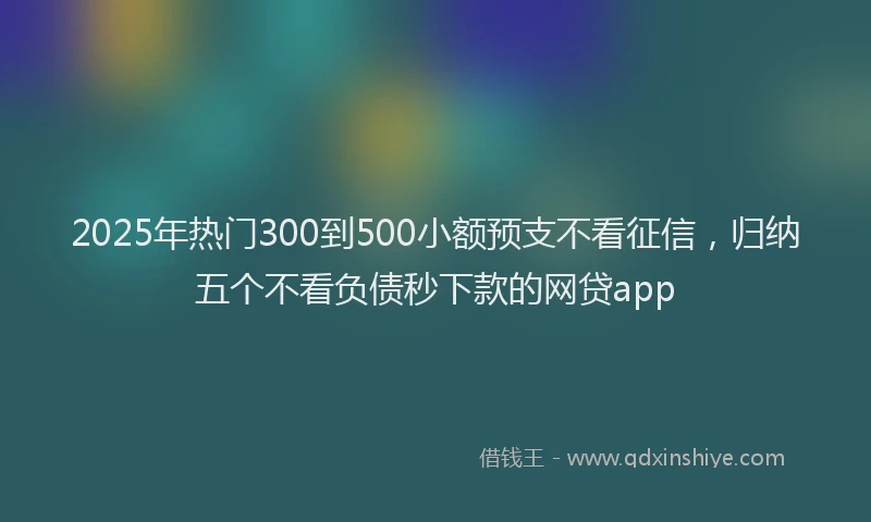 2025年热门300到500小额预支不看征信，归纳五个不看负债秒下款的网贷app