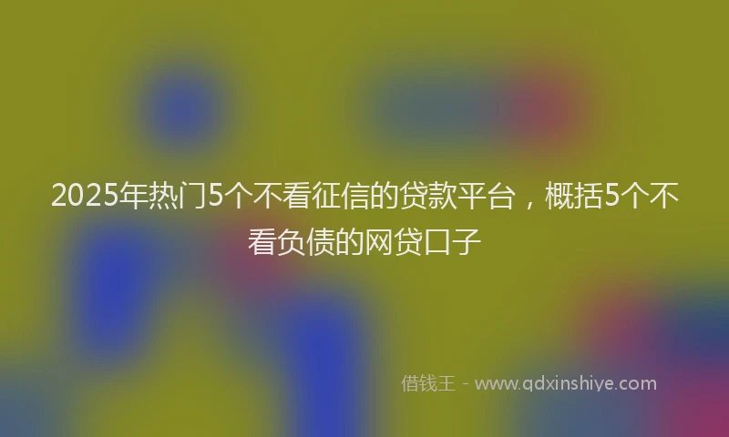 2025年热门5个不看征信的贷款平台，概括5个不看负债的网贷口子