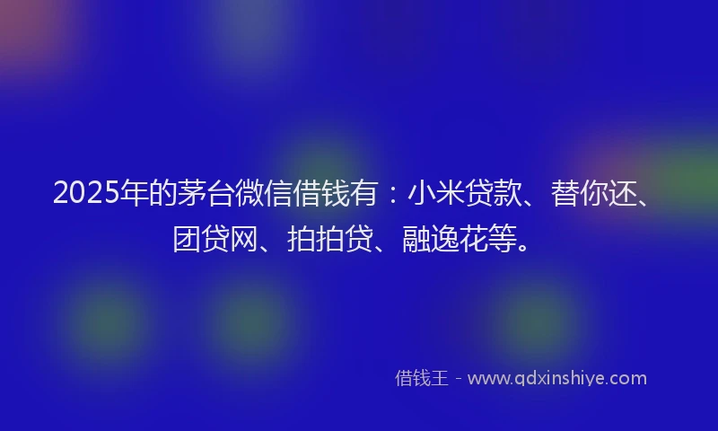 2025年的茅台微信借钱有：小米贷款、替你还、团贷网、拍拍贷、融逸花等。