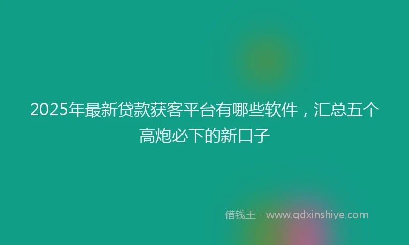 2025年最新贷款获客平台有哪些软件，汇总五个高炮必下的新口子