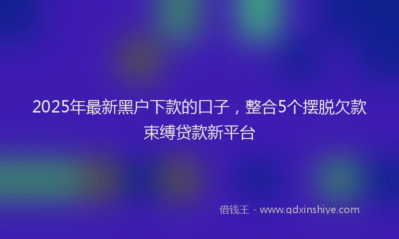 2025年最新黑户下款的口子，整合5个摆脱欠款束缚贷款新平台