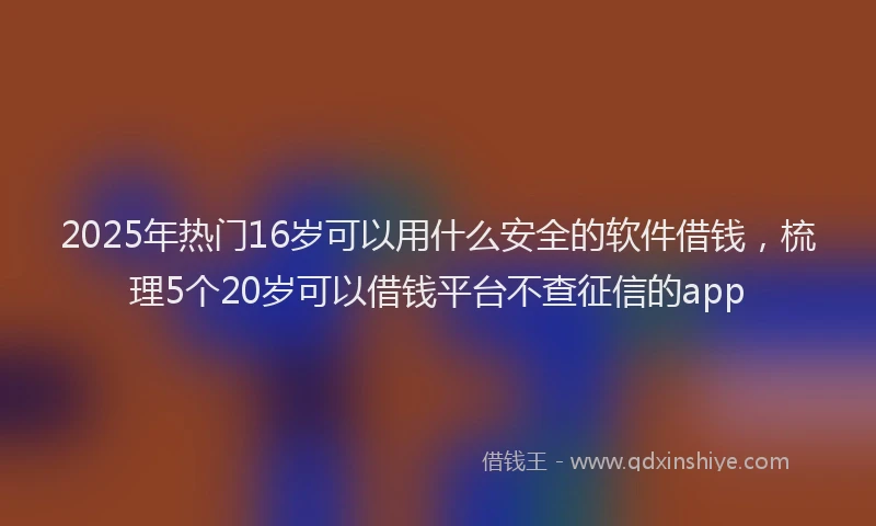 2025年热门16岁可以用什么安全的软件借钱，梳理5个20岁可以借钱平台不查征信的app