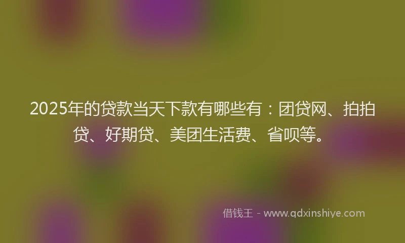 2025年的贷款当天下款有哪些有：团贷网、拍拍贷、好期贷、美团生活费、省呗等。