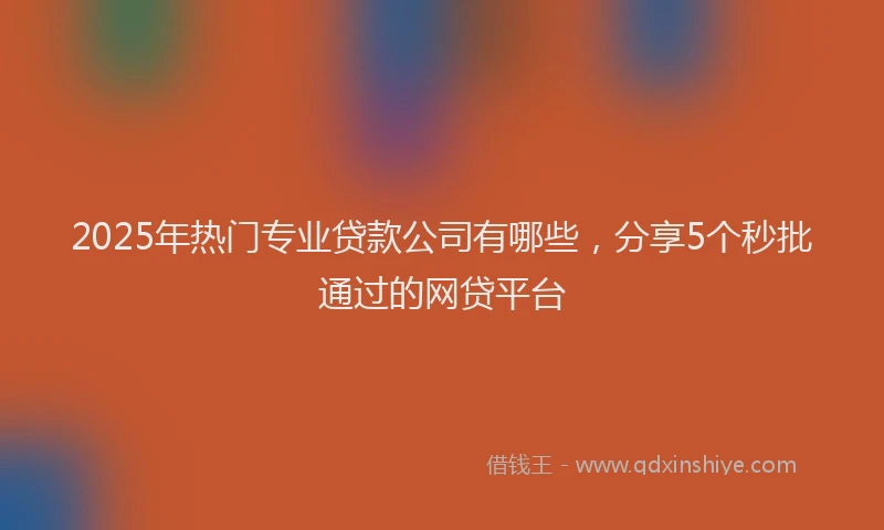 2025年热门专业贷款公司有哪些,分享5个秒批通过的网贷平台