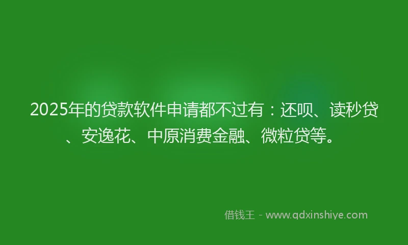 2025年的贷款软件申请都不过有：还呗、读秒贷、安逸花、中原消费金融、微粒贷等。