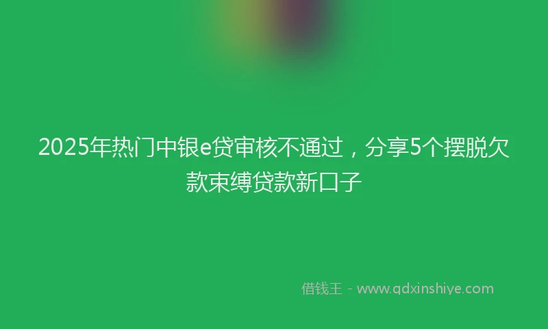 2025年热门中银e贷审核不通过，分享5个摆脱欠款束缚贷款新口子
