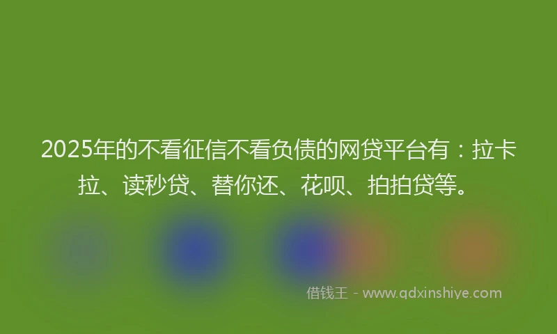 2025年的不看征信不看负债的网贷平台有：拉卡拉、读秒贷、替你还、花呗、拍拍贷等。