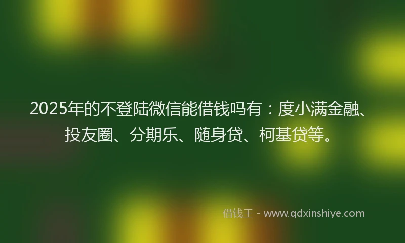 2025年的不登陆微信能借钱吗有：度小满金融、投友圈、分期乐、随身贷、柯基贷等。