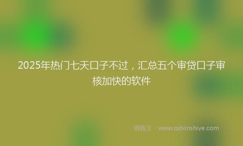 2025年热门七天口子不过，汇总五个审贷口子审核加快的软件