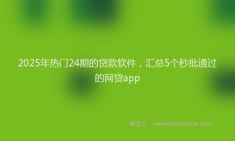 2025年热门24期的贷款软件，汇总5个秒批通过的网贷app