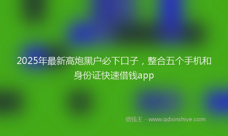 2025年最新高炮黑户必下口子，整合五个手机和身份证快速借钱app