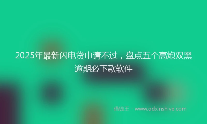 2025年最新闪电贷申请不过，盘点五个高炮双黑逾期必下款软件