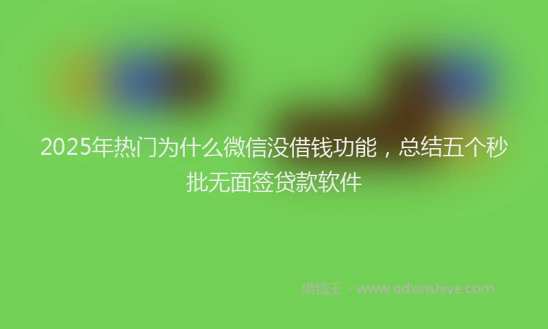 2025年热门为什么微信没借钱功能，总结五个秒批无面签贷款软件