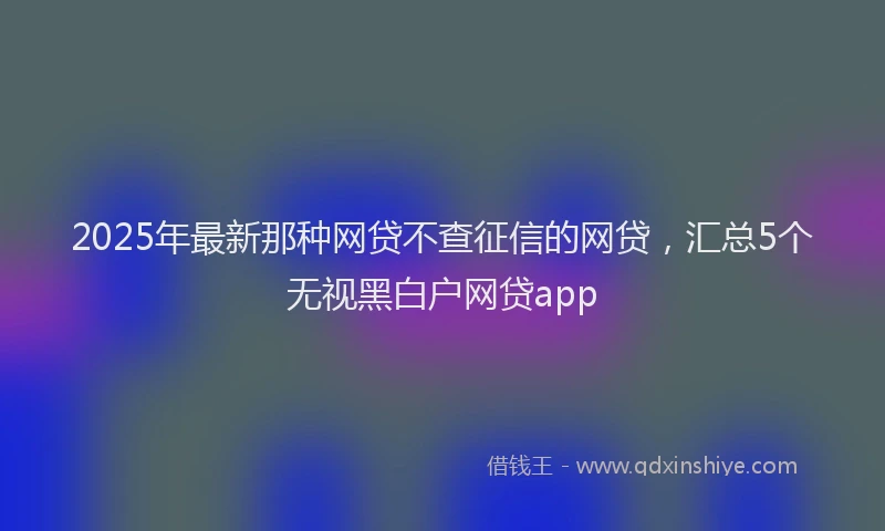 2025年最新那种网贷不查征信的网贷，汇总5个无视黑白户网贷app