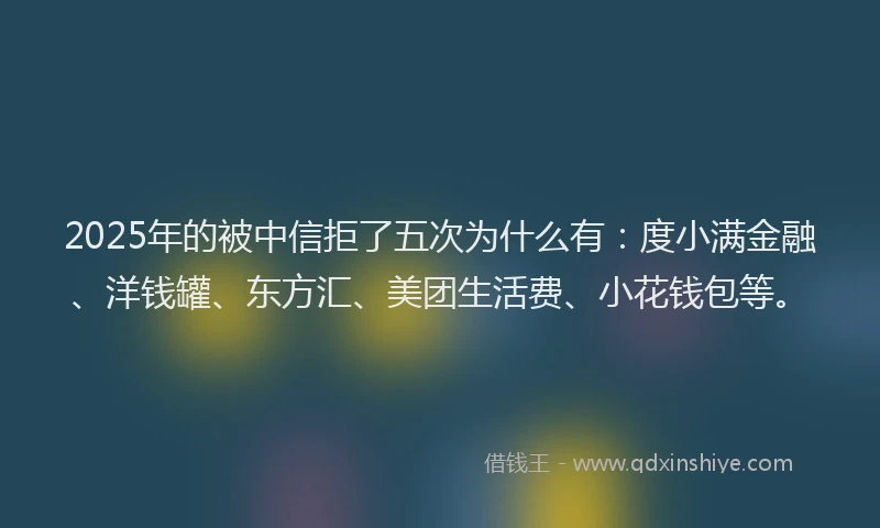 2025年的被中信拒了五次为什么有：度小满金融、洋钱罐、东方汇、美团生活费、小花钱包等。