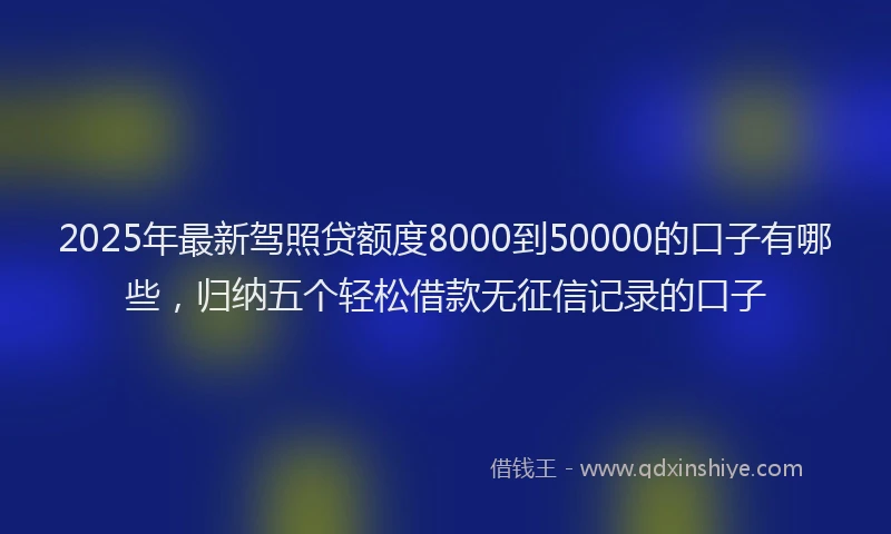 2025年最新驾照贷额度8000到50000的口子有哪些，归纳五个轻松借款无征信记录的口子
