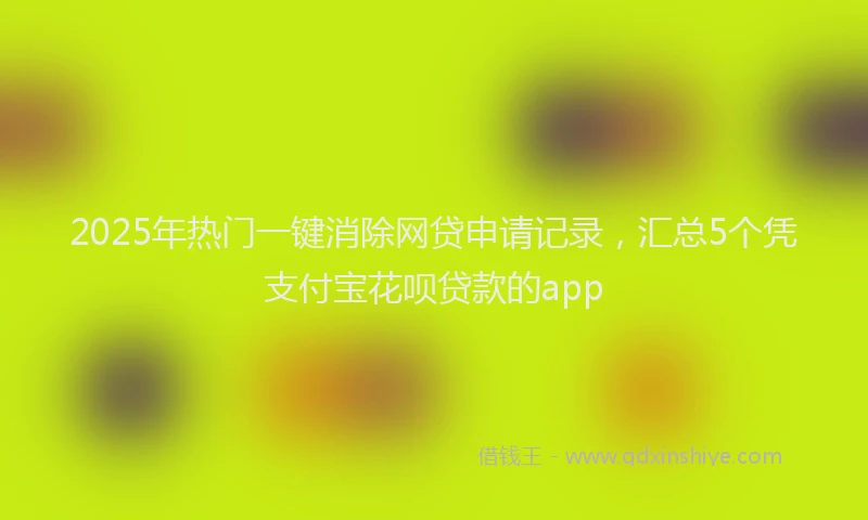 2025年热门一键消除网贷申请记录，汇总5个凭支付宝花呗贷款的app