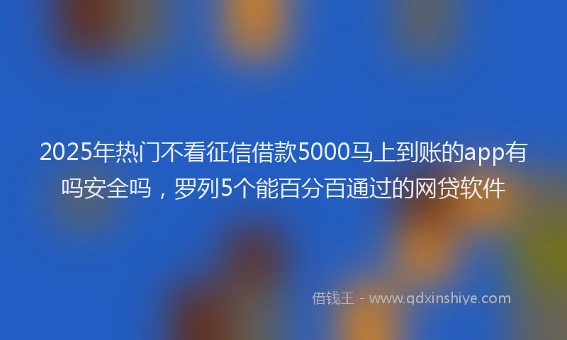 2025年热门不看征信借款5000马上到账的app有吗安全吗，罗列5个能百分百通过的网贷软件