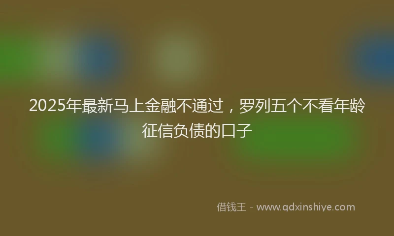 2025年最新马上金融不通过，罗列五个不看年龄征信负债的口子