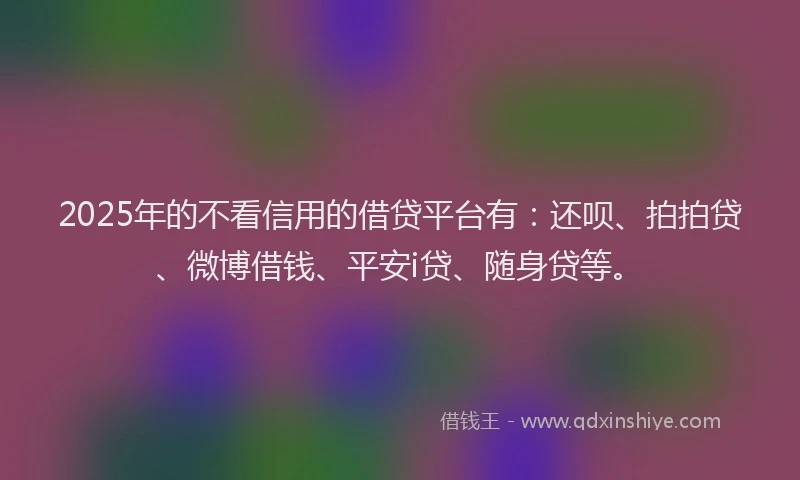 2025年的不看信用的借贷平台有：还呗、拍拍贷、微博借钱、平安i贷、随身贷等。