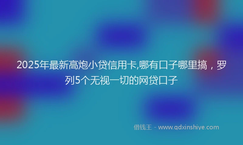 2025年最新高炮小贷信用卡,哪有口子哪里搞，罗列5个无视一切的网贷口子