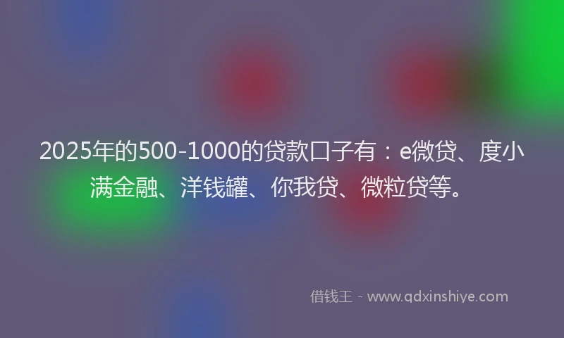 2025年的500-1000的贷款口子有：e微贷、度小满金融、洋钱罐、你我贷、微粒贷等。