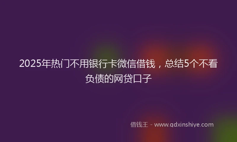 2025年热门不用银行卡微信借钱，总结5个不看负债的网贷口子