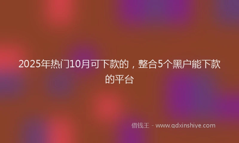 2025年热门10月可下款的，整合5个黑户能下款的平台