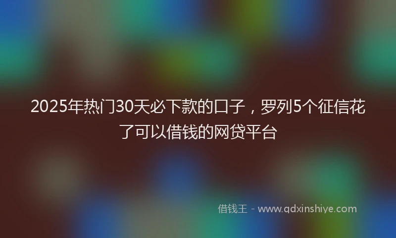 2025年热门30天必下款的口子，罗列5个征信花了可以借钱的网贷平台