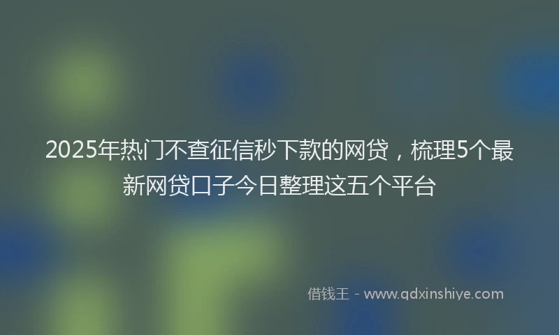 2025年热门不查征信秒下款的网贷，梳理5个最新网贷口子今日整理这五个平台