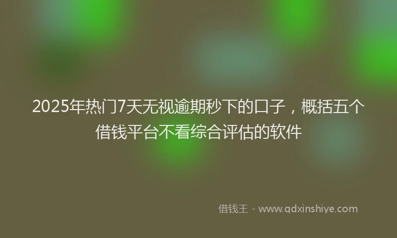 2025年热门7天无视逾期秒下的口子，概括五个借钱平台不看综合评估的软件