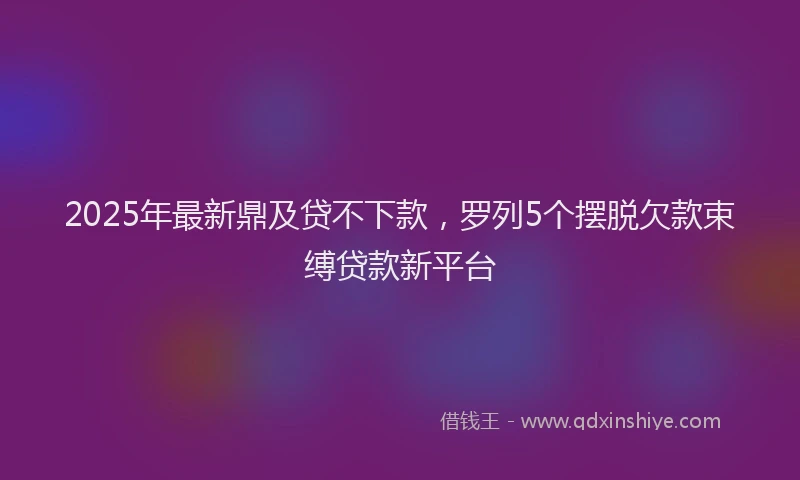 2025年最新鼎及贷不下款，罗列5个摆脱欠款束缚贷款新平台