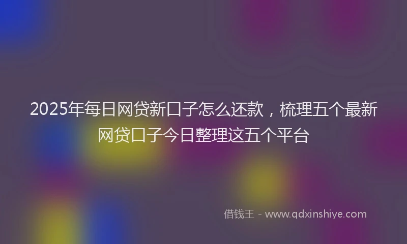 2025年每日网贷新口子怎么还款，梳理五个最新网贷口子今日整理这五个平台