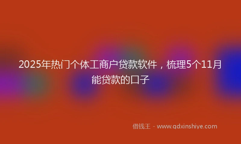 2025年热门个体工商户贷款软件,梳理5个11月能贷款的口子