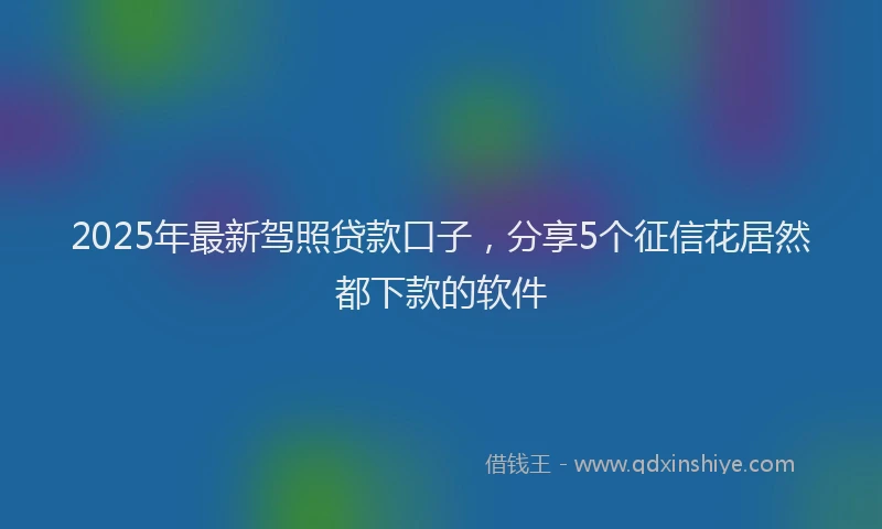 2025年最新驾照贷款口子，分享5个征信花居然都下款的软件