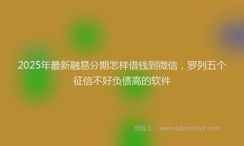 2025年最新融易分期怎样借钱到微信，罗列五个征信不好负债高的软件