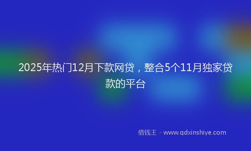2025年热门12月下款网贷，整合5个11月独家贷款的平台