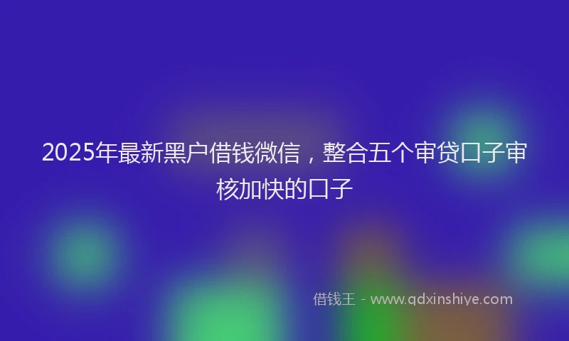 2025年最新黑户借钱微信，整合五个审贷口子审核加快的口子