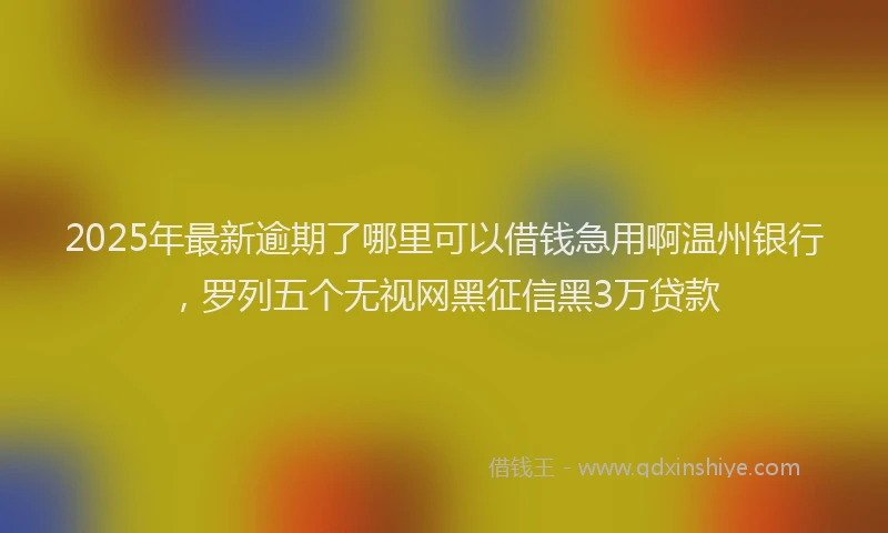 2025年最新逾期了哪里可以借钱急用啊温州银行，罗列五个无视网黑征信黑3万贷款