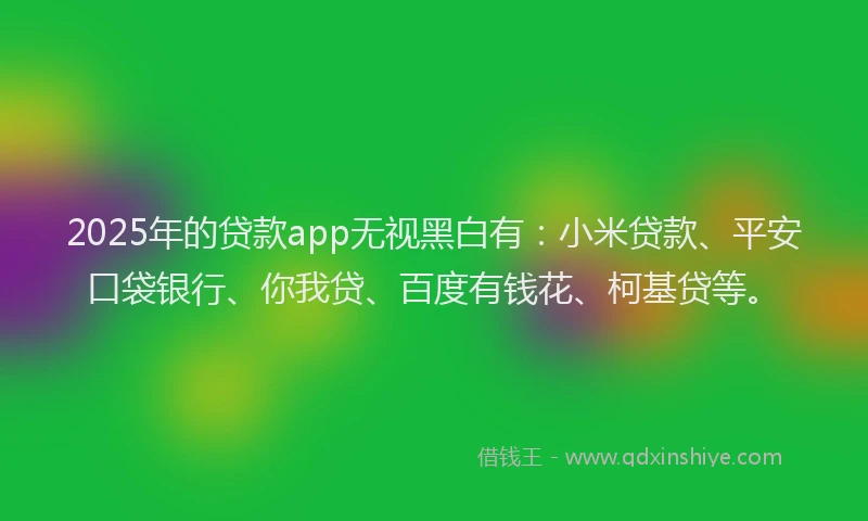 2025年的贷款app无视黑白有：小米贷款、平安口袋银行、你我贷、百度有钱花、柯基贷等。