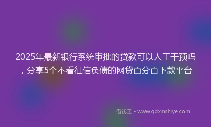 2025年最新银行系统审批的贷款可以人工干预吗，分享5个不看征信负债的网贷百分百下款平台