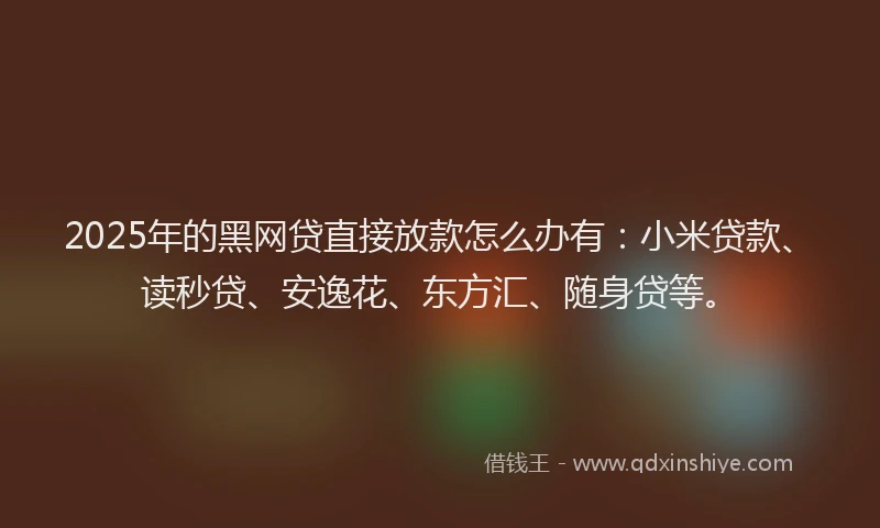 2025年的黑网贷直接放款怎么办有：小米贷款、读秒贷、安逸花、东方汇、随身贷等。