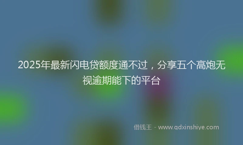 2025年最新闪电贷额度通不过，分享五个高炮无视逾期能下的平台